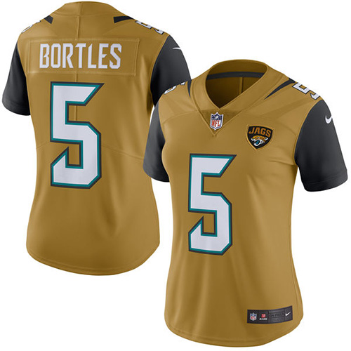 Women's Limited Blake Bortles Nike Jersey Gold - #5 Rush NFL Jacksonville Jaguars